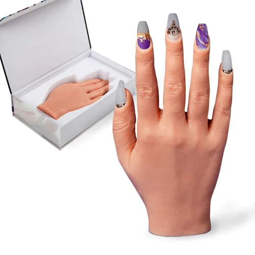 Vista 8 de Mano profesional de práctica de silicona para uñas acrílicas, mano completa para practicar arte de uñas, acrílico, técnicas de gel por artistas