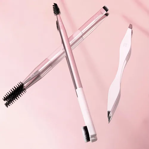 Vista 8 de Real Techniques Juego de moldeado de cejas, spoolie, pinzas y cepillos para cejas, herramientas de doble extremo, para peinar y dar forma a