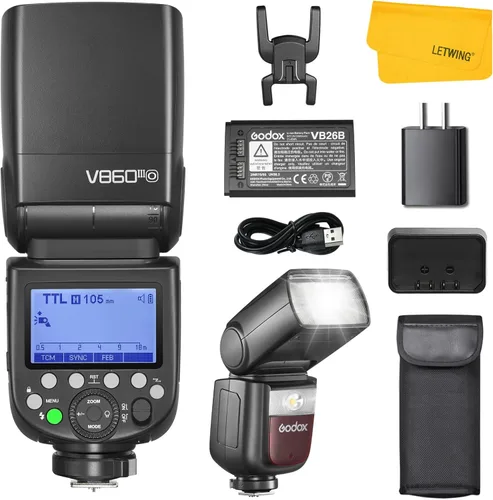 Vista 12 de Godox V860III-S Flash para Sony, 2,4G TTL Flash HSS Externo 1/8000s, 480 Destellos de Potencia Completa, Lámpara de Modelado LED de 10 Niveles