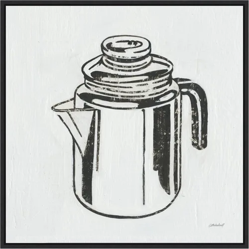 Vista 9 de Amanti Art Framed Canvas Wall Art 16x16 Retro Coffee Pot (Kitchen) by Kathrine Lovell, Framed Wall Art Canvas, Cuisine Artwork, Traditional Decor