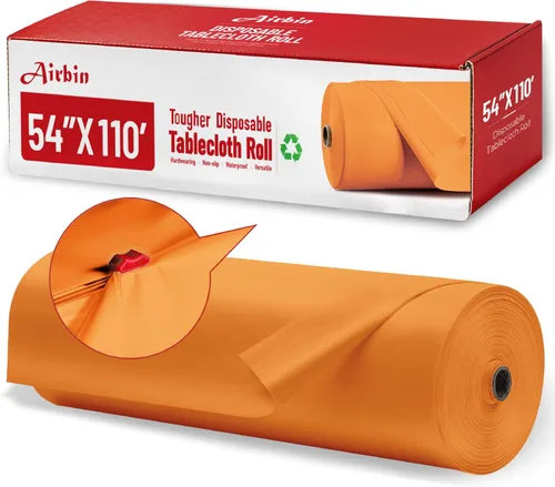 Vista 25 de Mantel de plástico, 110 pies x 54 pulgadas, mantel de plástico desechable, mantel negro de PEVA de alta calidad, impermeable con cortador, mantel