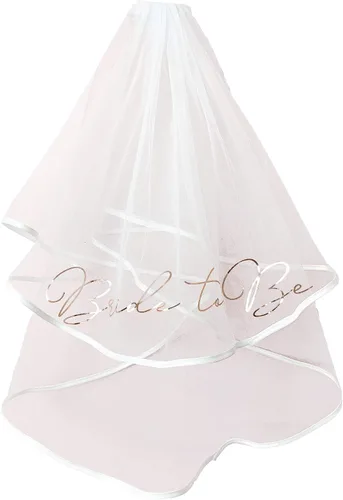 Velo de novia para mujer, color oro rosa, velo corto de tul para despedida de soltera con peine, Blanco
