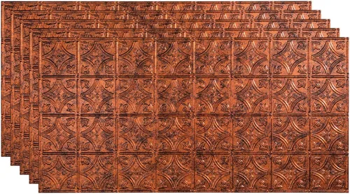 Vista 7 de FASÄDE Panel de techo decorativo de vinilo con pegamento de estilo tradicional y patrón 1 en bronce argente (muestra de 12 x 12 pulgadas)