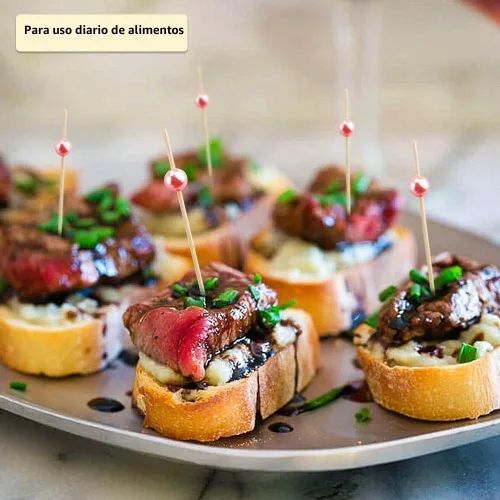 Vista 4 de 100 palillos de cóctel de corazón para bebidas, palillos de dientes de lujo de 4.7 pulgadas para aperitivos, palillos de dientes de cóctel