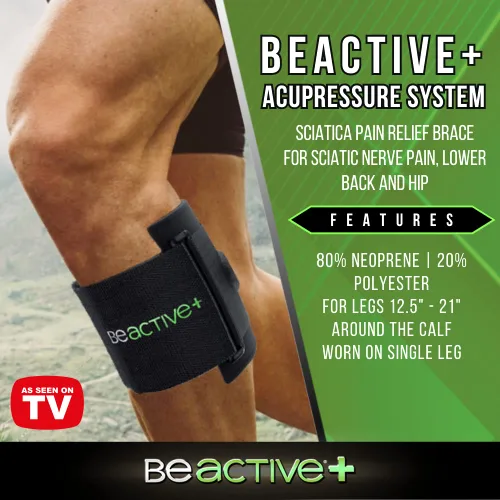 Vista 3 de BEACTIVE Plus Sistema de Acupresión - Soporte para Alivio del Dolor de Ciática para Dolor del Nervio Ciático, Espalda Baja y Cadera - Rodillera