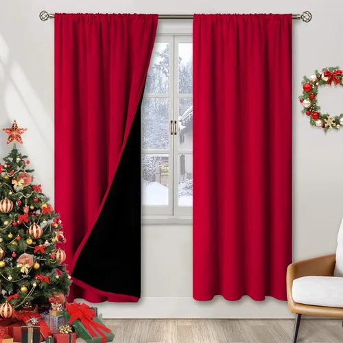 Vista 55 de BGment - Cortinas opacas para sala de estar de 63 pulgadas de largo, juego de 2 paneles, cortinas para oscurecer toda la habitación, cortinas
