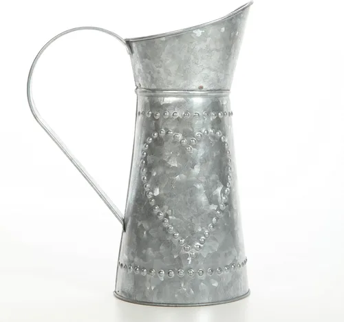 Hosley Jarrón de metal galvanizado de 9.25 pulgadas – Jarrón rústico de arreglo floral de granja para decoración del hogar, cocina, boda y eventos
