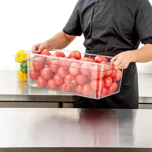 Vista 5 de Restaurantware Met Lux - Contenedor de almacenamiento de alimentos de tamaño completo de 1 8 pulgadas de profundidad, medidas graduadas