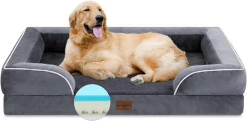 Vista 269 de Comfort Expression - Cama ortopédica para perros medianos de 30x20 pulgadas, cama impermeable de espuma de huevera para mascotas medianas