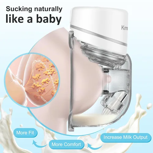 Vista 5 de Extractor de leche manos libres, extractor de leche portátil, 2 unidades, con 4 modos y 12 niveles, bajo ruido y sin dolor, pantalla electrónica