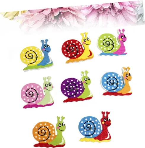 TEHAUX 50 botones para manualidades, botones de decoración de madera para ropa, botones de madera de Navidad, adornos de madera, botones de caracol