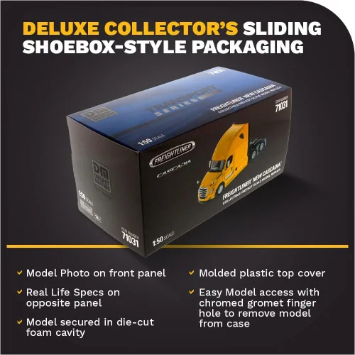 Vista 6 de Freightliner Nuevo Cascadia Sleeper Cab Truck Tractor Amarillo 1/50 Diecast Masters