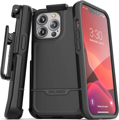 Vista 10 de ENCASED Funda para cinturón con clip para iPhone 11 (2019 Rebel Armor) Funda protectora resistente de cuerpo completo con soporte (Negro)