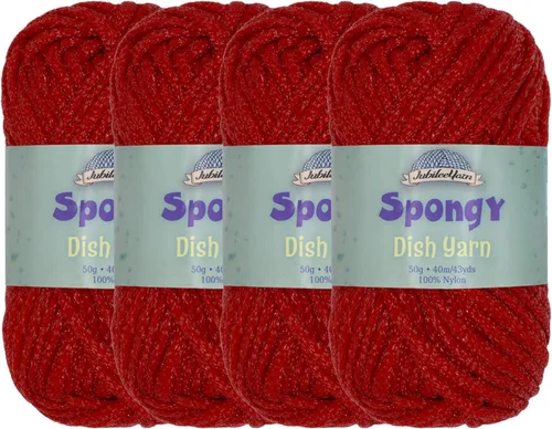 Vista 27 de JubileeYarn Hilo esponjoso para platos - 50 g/madeja de nylon grueso - paño de cocina - negro - 4 madejas