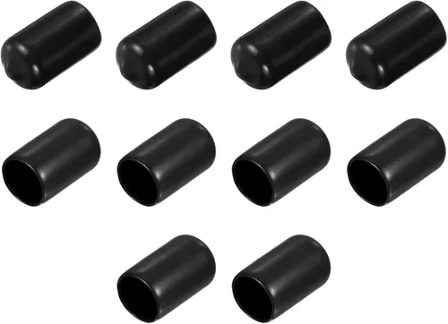 Vista 12 de uxcell 10 tapas de goma de 0.984 in (1 pulgada) de vinilo de identificación redonda tapa tapa de rosca protectores de rosca negro