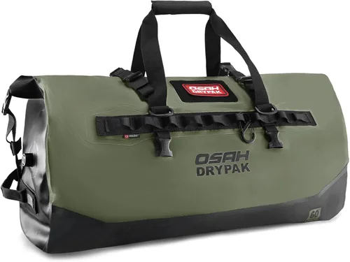 Vista 29 de OSAH DRYPAK Bolsa de lona impermeable 25L/40L/60L – Bolsa trasera de motocicleta resistente, bolsa seca enrollable para viajes, camping, canotaje