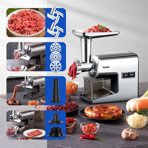 Vista 2 de Picadora de carne eléctrica, acero inoxidable máximo de 3000 W con Astilla de acero inoxidable