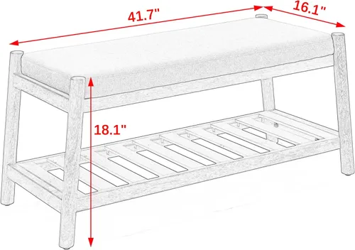 Vista 2 de Banco de entrada tapizado, banco de dormitorio para el extremo de la cama, banco de comedor con asiento acolchado para cocina, sala de estar, banco