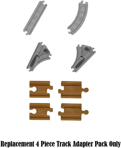 Vista 4 de Piezas de repuesto para juegos de trenes de madera de Thomas and Friends - FHM74 ~ Funciona con muchos juegos ~ Paquete de adaptadores de riel de 4