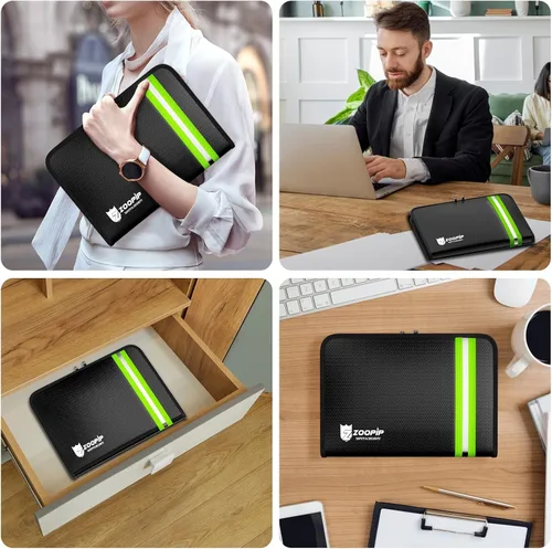 Vista 6 de Bolsa ignífuga con cremallera de 2000 °F (10.8 x 7.4 pulgadas), bolsa de dinero con cremallera resistente al agua con tira reflectante