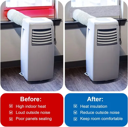 Vista 6 de Paquete de 3 paneles de espuma aislados para ventilación de ventana de aire acondicionado portátil, paneles de sellado de aislamiento de doble capa