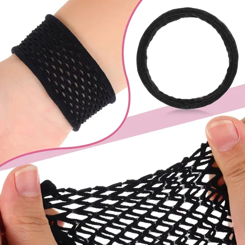 Vista 4 de Chuangdi 20 ligas grandes de algodón para el cabello, gruesas, huecas, elásticas, elásticas, deportivas, para cabello grueso y rizado (negro)