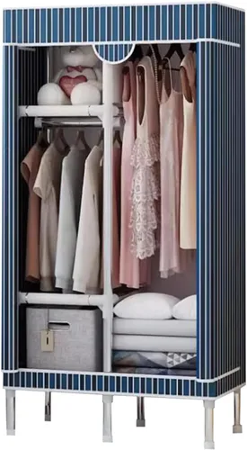 Vista 10 de large closets Portable Wardrobe Closet with Pattern Cloth Cover Closets for Bedroom Hanging Closet Saves Space Steel Rack Large Closet Space-saving