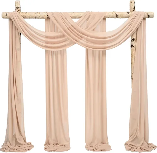 Vista 12 de Tela para Cubrir Arco de Boda, 4 Paneles 71 cm x 6,1 m Telas para Arco de Boda Azul Bebé para Ceremonia, Telas de Gasa para Decoración de Arco