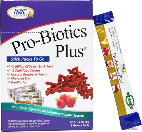 Pro-Biotics Plus Stick Pack, On The Go Pro-Biotic Powder Packs para hombres, mujeres y niños, apoyo al sistema inmunológico, suplemento natural de