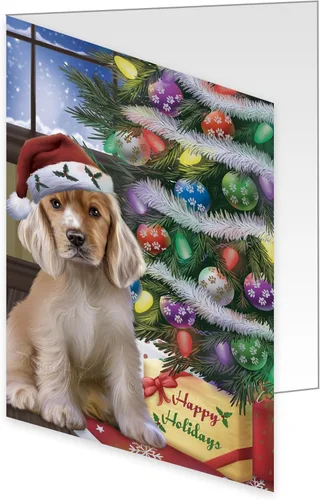 Vista 21 de Holly Jolly Holidays Cocker Spaniel Dog Greeting Cards - Adorable Pets Invitation Cards with Envelopes - Pet Artwork Christmas Greeting Cards