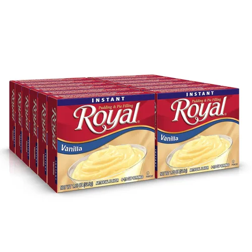 Vista 8 de Royal Mezcla de postre de pudín instantáneo, crema de plátano, sin grasa (12 cajas de 1.85 onzas) (paquete de 12)