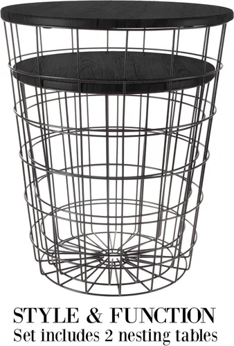 Vista 3 de Lavish Home - Mesas auxiliares apilables con almacenamiento