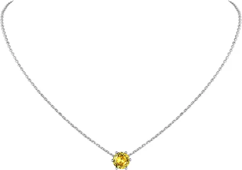Vista 32 de Suplight 925 Sterling Silver Heart/Round Birthstone Necklaces for Women 01. Enero (Garnet)