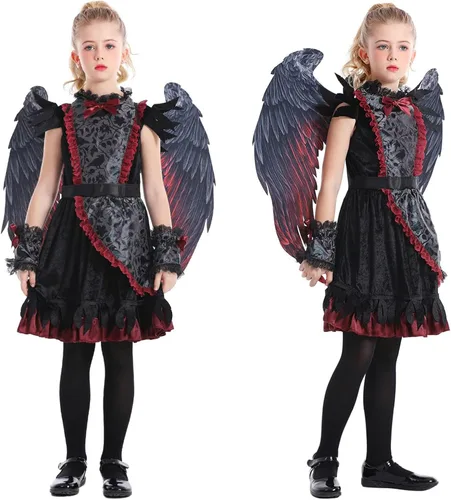 Vista 7 de JUST FOR PARTY Girl Fallen Angel Costume with Wings Cape for Halloween, Cosplay