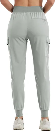 Vista 3 de Willit Pantalones de senderismo tipo cargo para mujer, ligeros, atléticos, para exteriores, de secado rápido, resistentes al agua