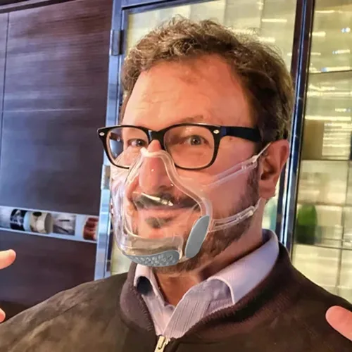 Vista 4 de FULIER Máscara transparente antivaho a la moda al aire libre protectora transparente máscara facial 5 piezas transpirable y reutilizable