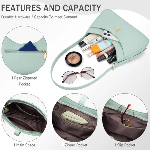 Vista 3 de APHISON Bolso de hombro para mujer, de piel vegana, monederos y bolsos de mano con correa ajustable