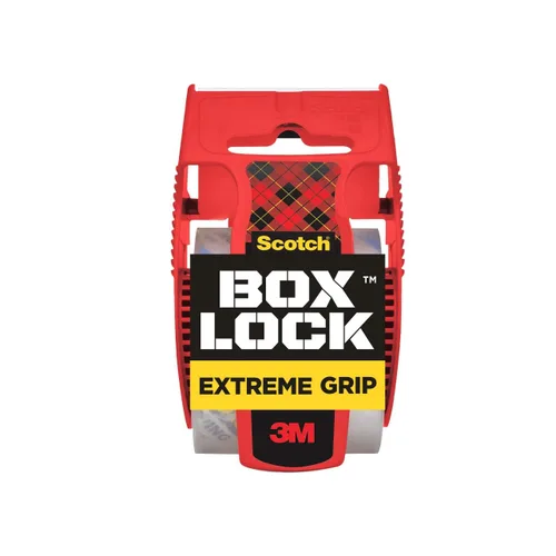 Scotch Cinta de embalaje de bloqueo de caja, transparente, cinta de embalaje de caja de agarre extremo para envío y correo, 1.88 pulgadas x 1000