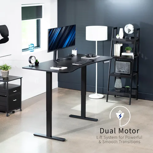 Vista 4 de VIVO DESK-KIT-E2B1B - Escritorio eléctrico de pie con motor doble, ajuste de altura de memoria, serie E2B, marco negro superior negro, DESK-KIT-E2B1B