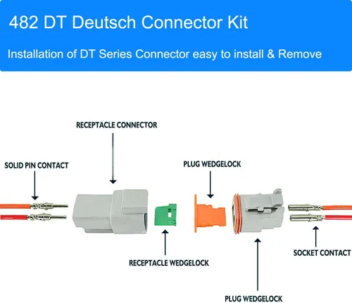 Vista 4 de 482 piezas para kit de conectores DT Deustch Conectores DT 2 3 4 6 8 12 pin tamaño 16# contactos sólidos, herramienta de extracción de conector DT