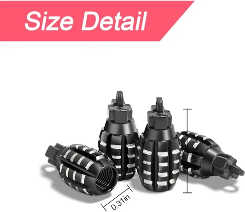 Vista 2 de Tapones de vástago de válvula de aluminio, 4 piezas de estilo creativo para llantas de automóvil, camión, motocicleta, bicicleta (negro)
