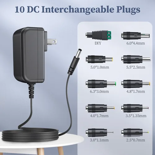 Vista 3 de Fuente de alimentación de 20V 1.5A 1A Cargador de 20 voltios 1500 mA 30 W Max Regulado Conmutación AC a CC Adaptador de cable con 10 conectores