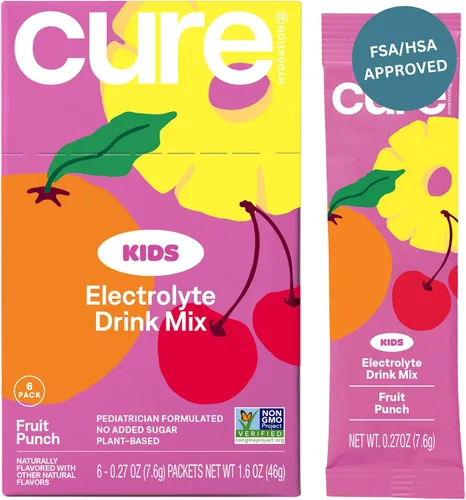Vista 8 de Cure Hydration - Mezcla de bebida de electrolitos para niños Fórmula de rehidratación pediátrica a base de plantas Sin azúcar añadida, FSA-HSA
