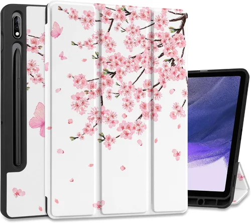 Vista 9 de MEEgoodo Funda para Samsung Galaxy Tab S9/S9 FE de 11 pulgadas 2023 con soporte para bolígrafo, funda protectora para tableta con soporte plegable +