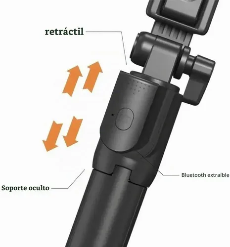 Vista 5 de PINHEN Trípode para teléfono y palo para selfie, 3 en 1, extensible con rotación de 360°, soporte de trípode con control remoto inalámbrico Negro