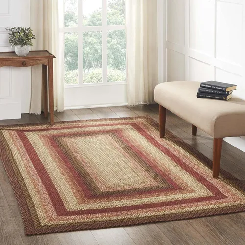 Vista 6 de VHC Brands Alfombra de especias de jengibre, mezcla de yute, medio círculo, bronceado rojo naranja, 16.5 x 33 pulgadas