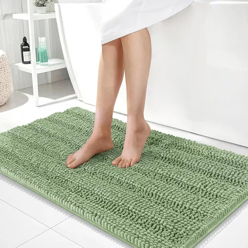 Vista 323 de OLANLY Alfombras de Baño Gruesas de 47 x 20 pulgadas, Extra Suaves Absorbentes de Chenilla a Rayas, Respaldo de Goma, Lavables y Secables a Máquina