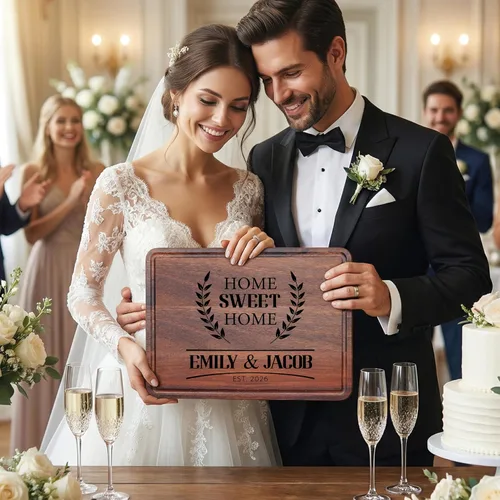 Vista 9 de Tabla de cortar personalizada de regalo para Navidad, ideas de regalo para pareja propietaria de casa, tabla de cortar de bambú personalizada Home