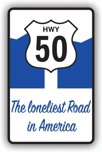 Highway 50 The Loneliest Road in America - Vinilo autoadhesivo - Resistente a la intemperie - Fabricado en Estados Unidos - HWY Fifty US 50 2