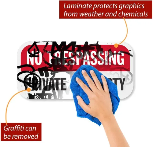 Vista 7 de SmartSign Letrero de "No Trespassing", de propiedad privada, de 6.0 x 12.0 in, aluminio libre de óxido, fabricado en Estados Unidos